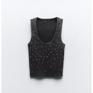 Zara ribbed jewel tank top S